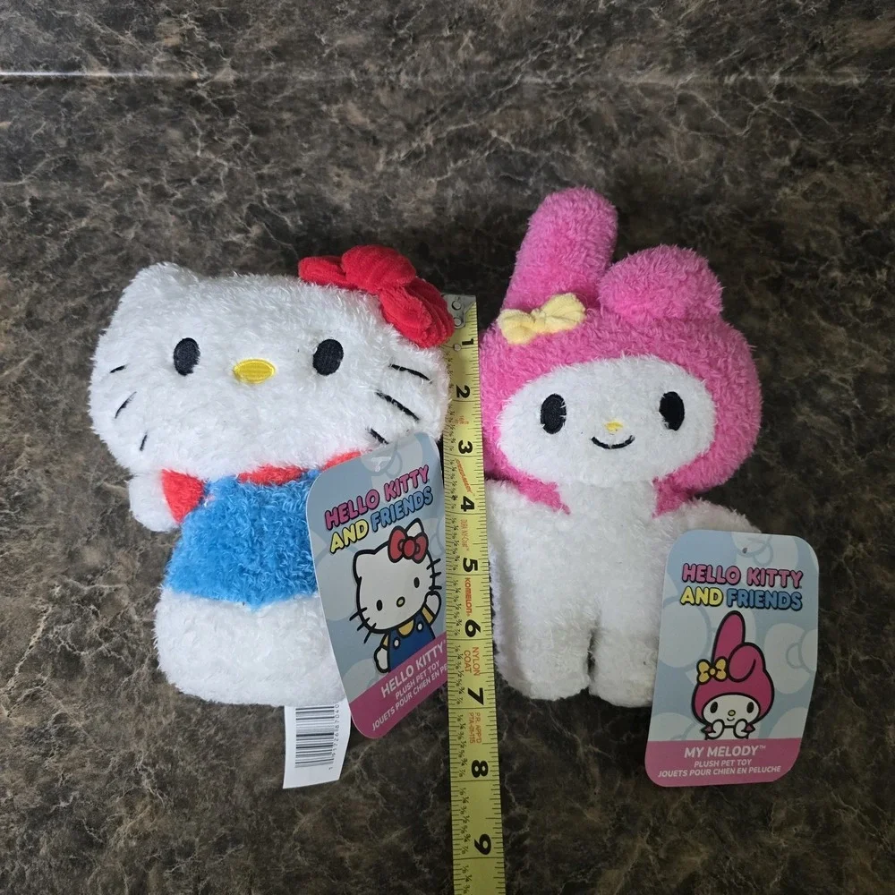 Sanrio My Melody & Hello Kitty Plush Squeaky & Crinkle Pet Toy (NEW WITH TAG)